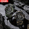 Sports Digital Wristwatch For Outdoor Mountaineering, LED Night Light Multifunctional Alarm Calendar Watch With Large Dial Camo Strap FS