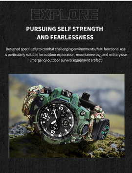 Sporty Watch Night Glow Dual Display Electronic Watch for Men - Water Resistant, 24 Hour Format, Tachymeter, and No Wireless Connection FS