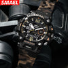 SMAEL Off-road Camouflage Men's Large Dial Watch, Luminous,, Alloy Dual Display Watch FS