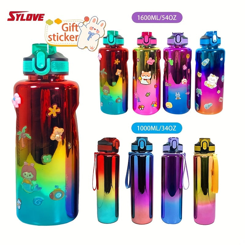 Leakproof Water Bottle With Straw And Rope1pc  - Perfect For Fitness, Gym, And Outdoor Sports - Large Capacity, FS