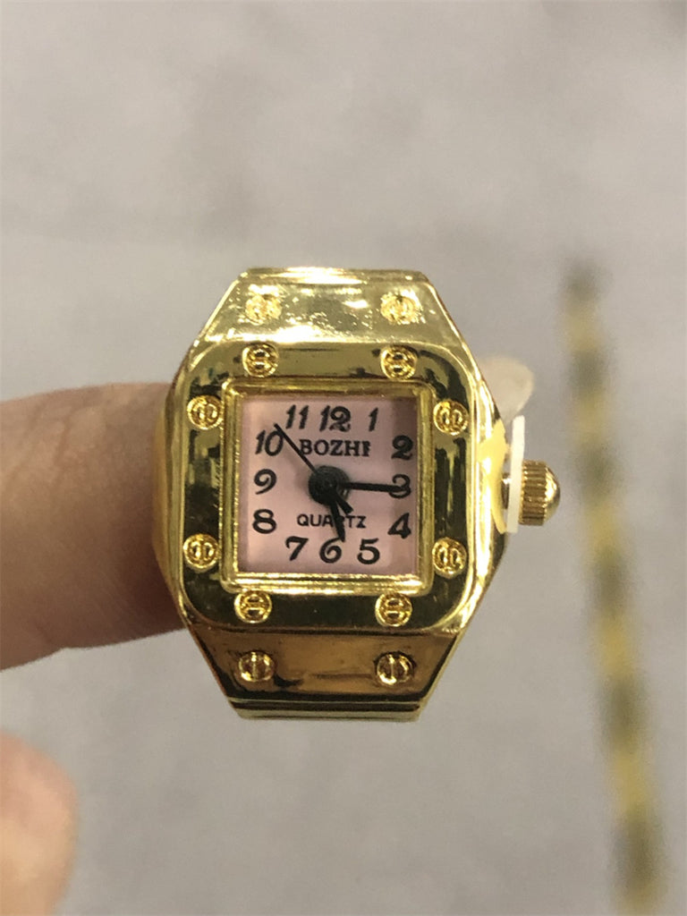 Fashion Creative Simple Elastic Square Gold Ring Watch