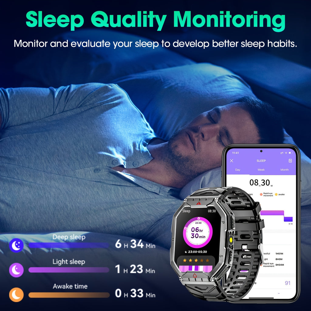 Smart Watch, Battery Life, Ultra-clear Large-screen Magnetic Charging, Hundreds Of Sports Modes, With Flashlight, Wireless Calls, Built-in Altitude Compass, For Men And Women -FS