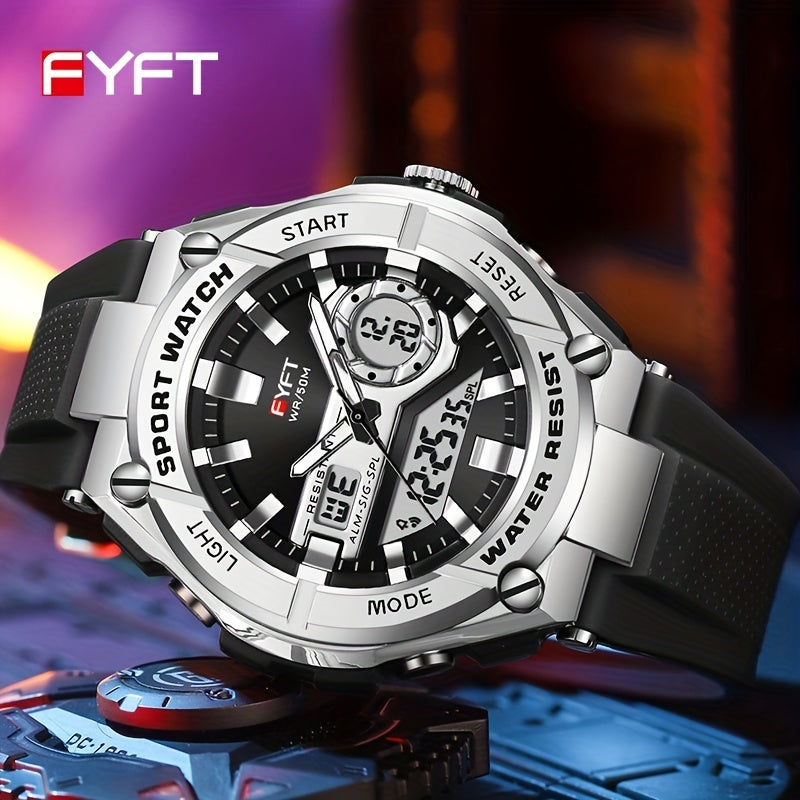 Men's Watch FYFT Boy's Metal Outdoor Trendy Multifunctional Electronic Watch, Ideal choice for Gifts FS