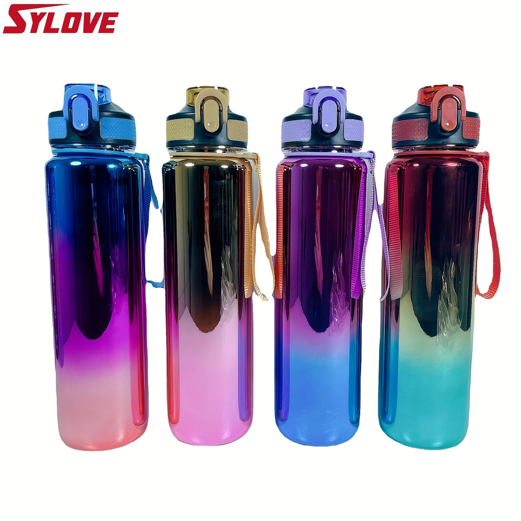 Leakproof Water Bottle With Straw And Rope1pc  - Perfect For Fitness, Gym, And Outdoor Sports - Large Capacity, FS
