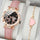 2pcs/set, girls' Fashion Cute PU Leather Girls Quartz Wrist Watch & Heart Bracelet Set, Ideal For Holiday Gift FS