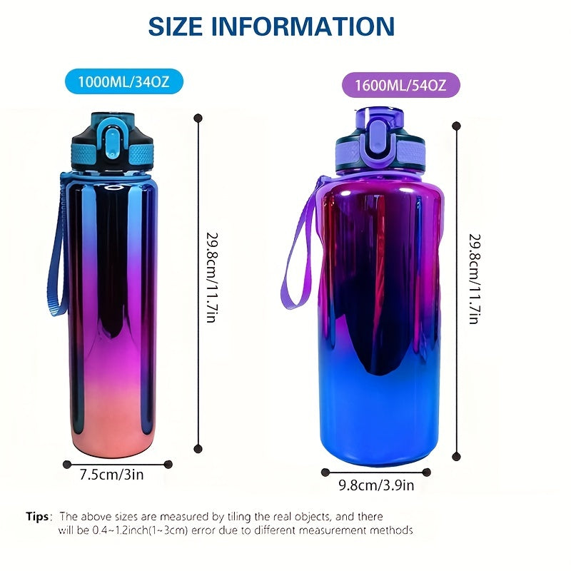 Leakproof Water Bottle With Straw And Rope1pc  - Perfect For Fitness, Gym, And Outdoor Sports - Large Capacity, FS