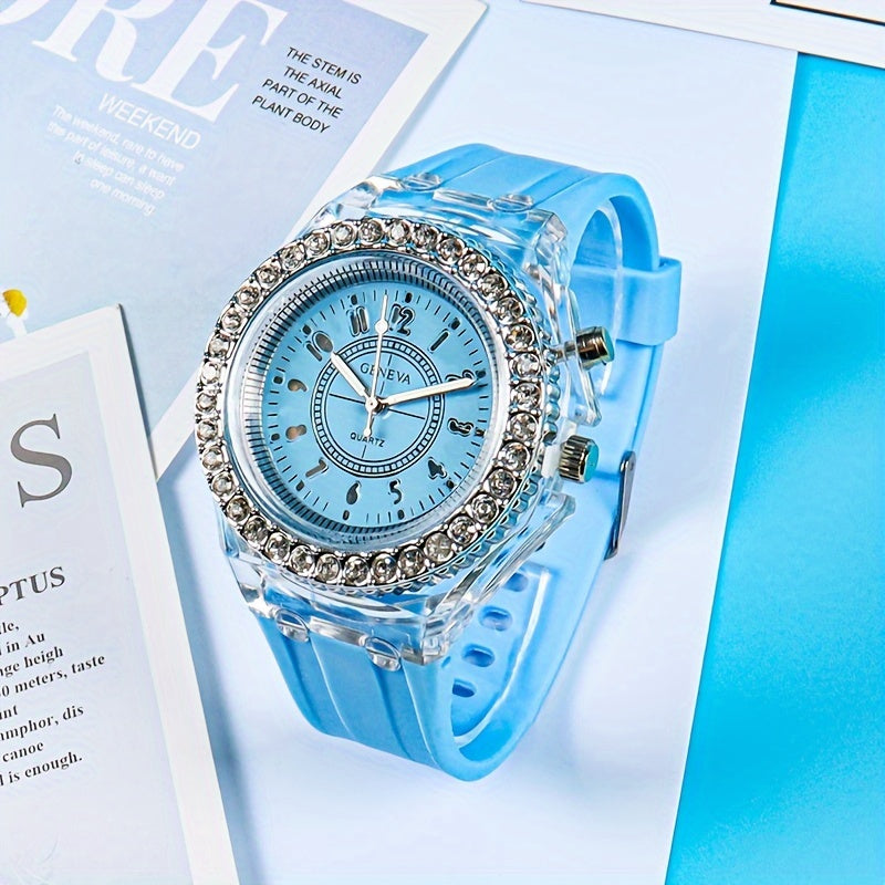 Candy Color Luminous Student Quartz Watch, Teenager's Simple Luminous Quartz Watch FS
