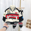 18M-8Y Letter Print Color Block Button Warm Coat Jacket Boy