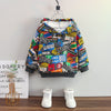 Kids Boys 18M-9Y Cartoon Full Print Zipper Long Sleeve Hooded Jacket