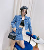 High waist long sleeve skirt pinched waist jacket 2pcs set