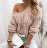 Single shoulder blouse long-sleeved V-neck sexy pearl pullover for women