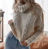 Fashionable blouse loose large-size long-sleeved pullover high-neck twist sweater