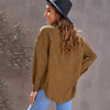 Winter Shirt new breasted lapel pocket jacket corduroy cardigan Blouse for women