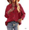 Pure color breasted casual Plaid Blouse for women