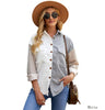 Pure color breasted casual Plaid Blouse for women