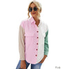 Pure color breasted casual Plaid Blouse for women