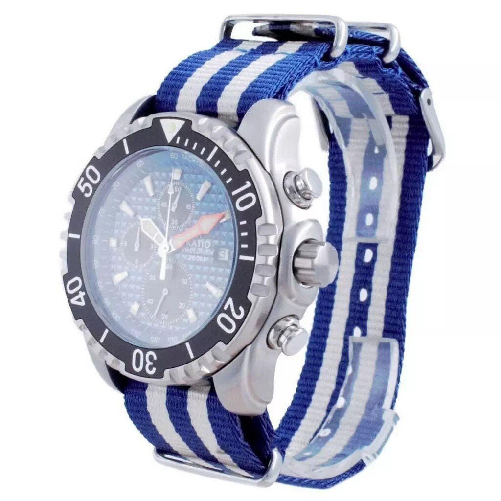 Ratio Free Diver Chronograph Nylon Quartz Diver's 48HA90-17-CHR-BLU-var-NATO2 200M Men's Watch