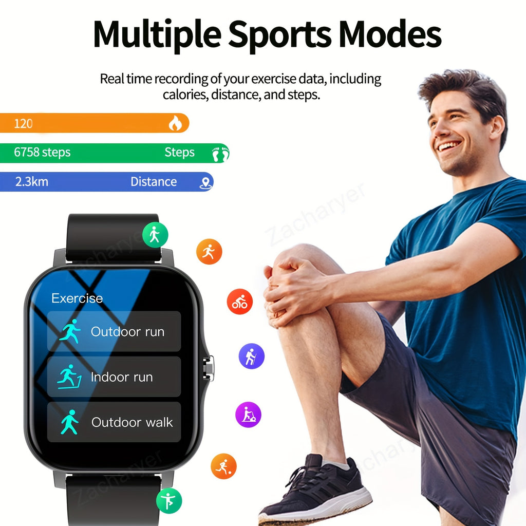 Multi-Sport Tracker, Smartwatch with Wireless Calling, Customizable Wallpaper, Fitness Monitoring - Compatible for iPhone & for Android FS