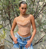 Sexy style gauze fish bone cropped camisole