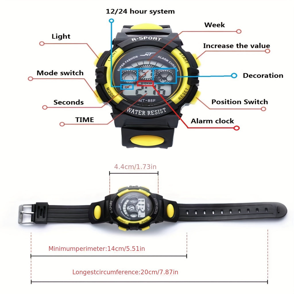 Sport Digital Watch, Alarm Clock, Timer, Calendar, Day Of The Day Wrist Watch, FS