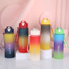 Gradient Color Water Bottle, 620ml/20.96oz Frosted Water Cup With Hand Rope & Scale, Suitable For Outdoor Sports, Fitness, Travel, FS