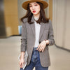 Brown plaid coat temperament professional suit jacket for women