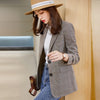 Brown plaid coat temperament professional suit jacket for women