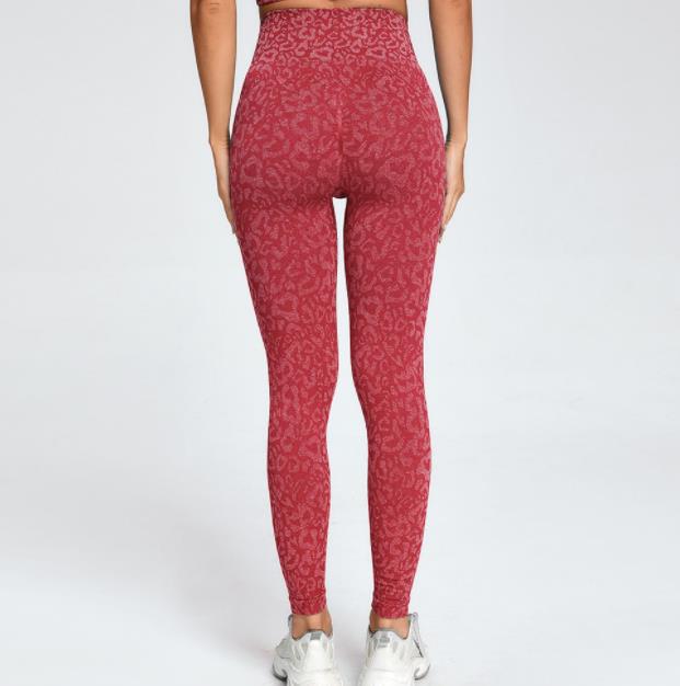 European Style Yoga Pants Leopard Grain High-waist Hip-lifting Tights