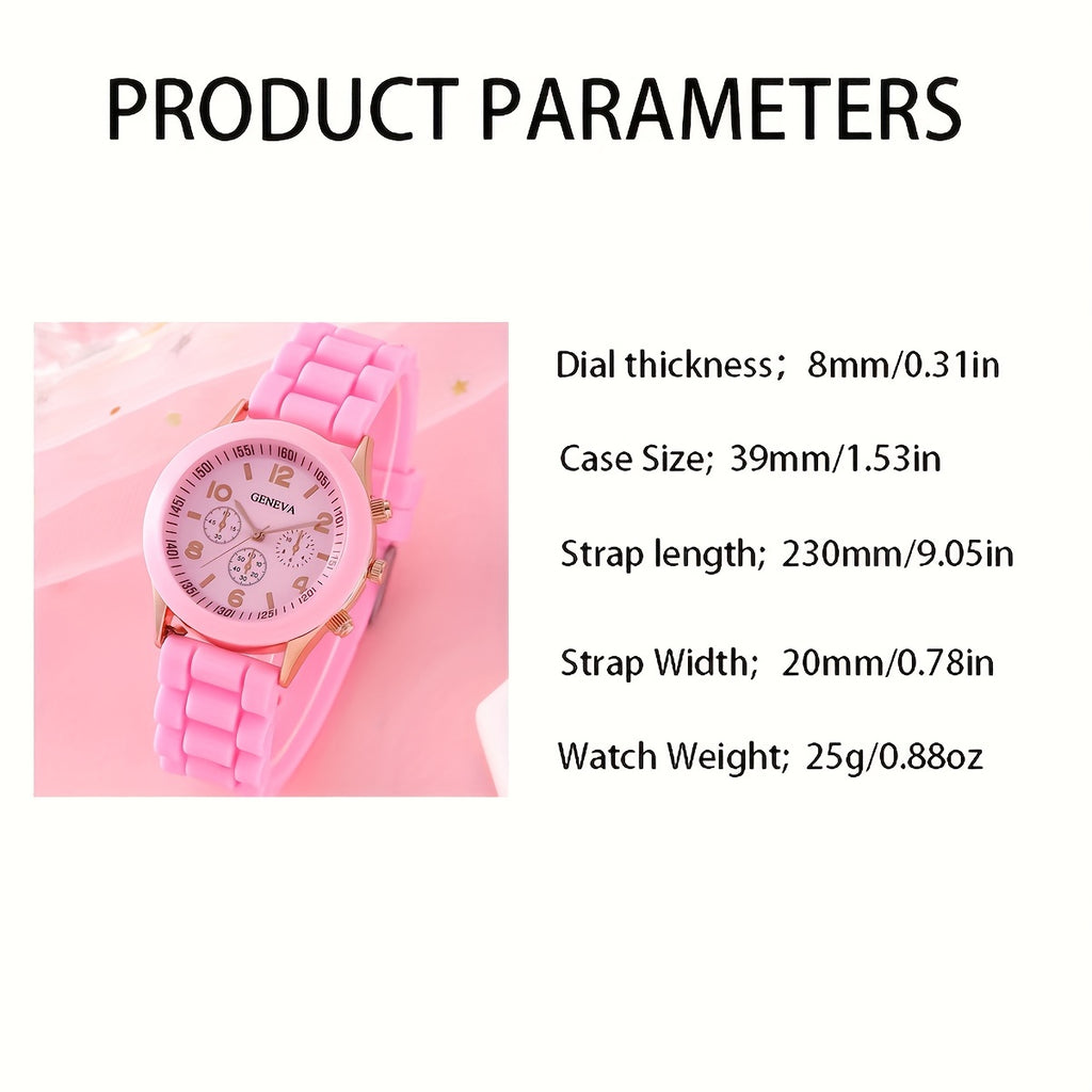 3pcs/set, Fashion Silicone Strap Quartz Wrist Watch Set, Ideal For Holiday Gift FS