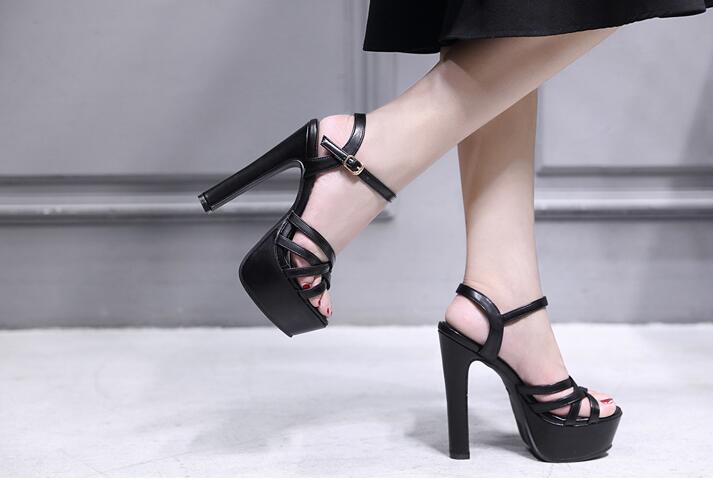 Women's sandals plus size chunky heel platform