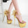Golden sandals high-heeled new style women's
