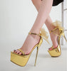 Golden sandals high-heeled new style women's