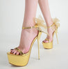 Golden sandals high-heeled new style women's