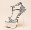 New Sandals sequin bow stiletto platform