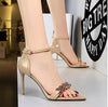 High-heeled metal rhinestone sexy sandals