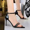 High-heeled metal rhinestone sexy sandals