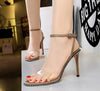 European fashion Summer high-heeled sandals shoes transparent open toe