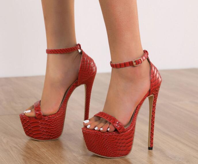 European fashion sandals comfortable snake pattern high- heeled