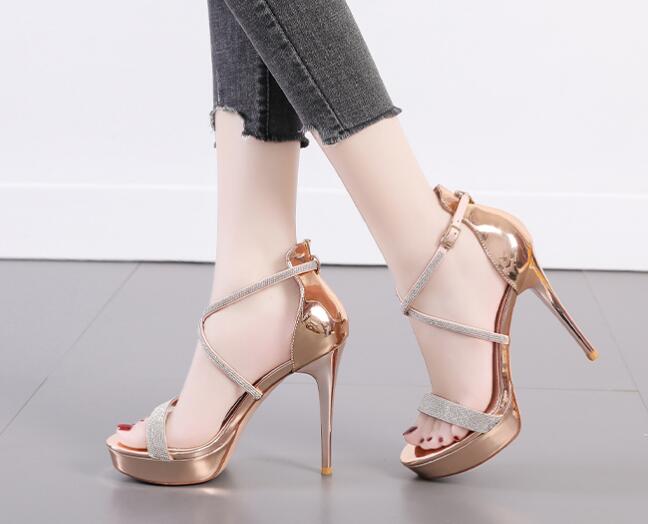 Summer new rhinestone waterproof platform sexy catwalk sandals