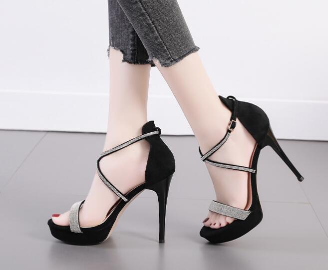 Summer new rhinestone waterproof platform sexy catwalk sandals