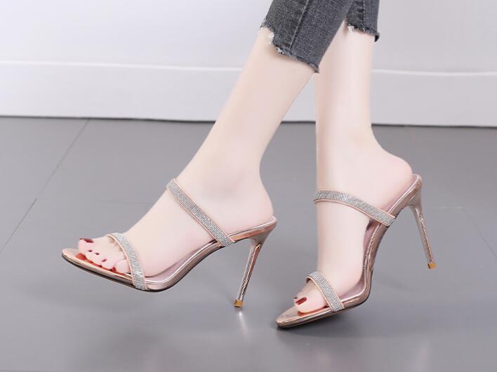 High-heeled sandal Summer new party open toe sandals rhinestone