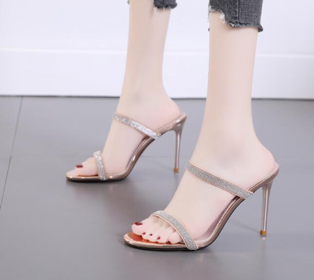 High-heeled sandal Summer new party open toe sandals rhinestone