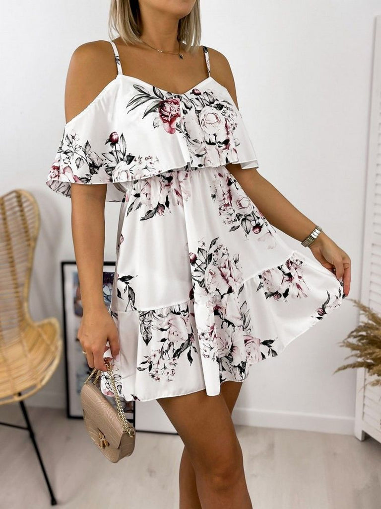 Summer dress V-Neck Off-Shoulder Floral print Sling Dress