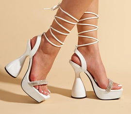 New European fashion square sandals head 14CM fashion high-heeled