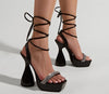 New European fashion square sandals head 14CM fashion high-heeled