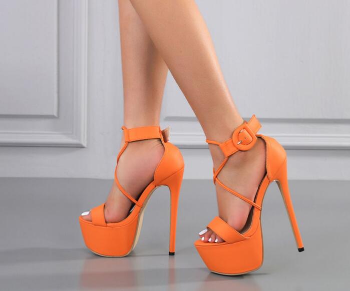 European style new sandals Plain color comfortable high-heeled