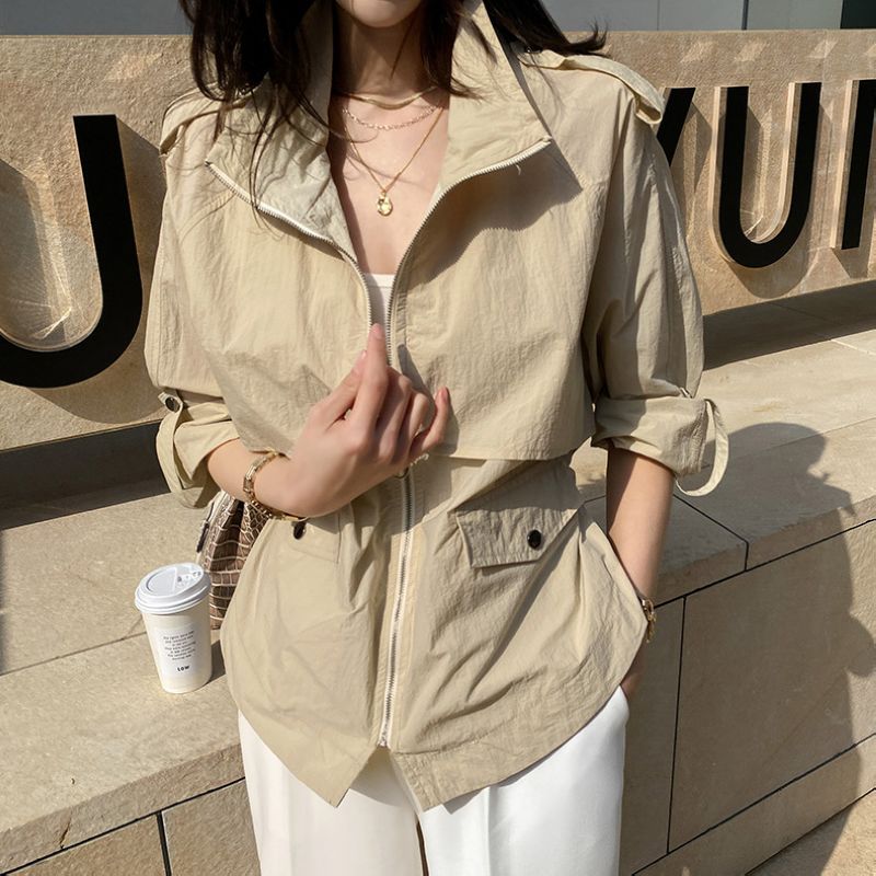 Summer fashion sun proof loose thin short coat for women