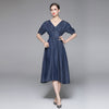 Women's Summer Thin Waist Temperament Floral Denim dress