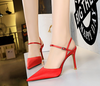 High-heeled satin banquet stiletto strap sandals