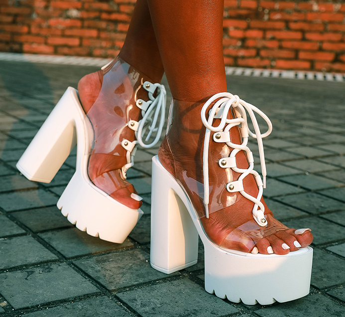 Summer Fashion style High-heeled Chunky Heel Transparent Sandals